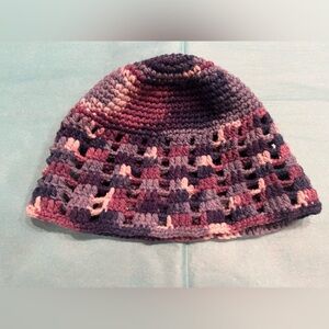 Vintage Y2K, crocheted, handmade hat, mixed color